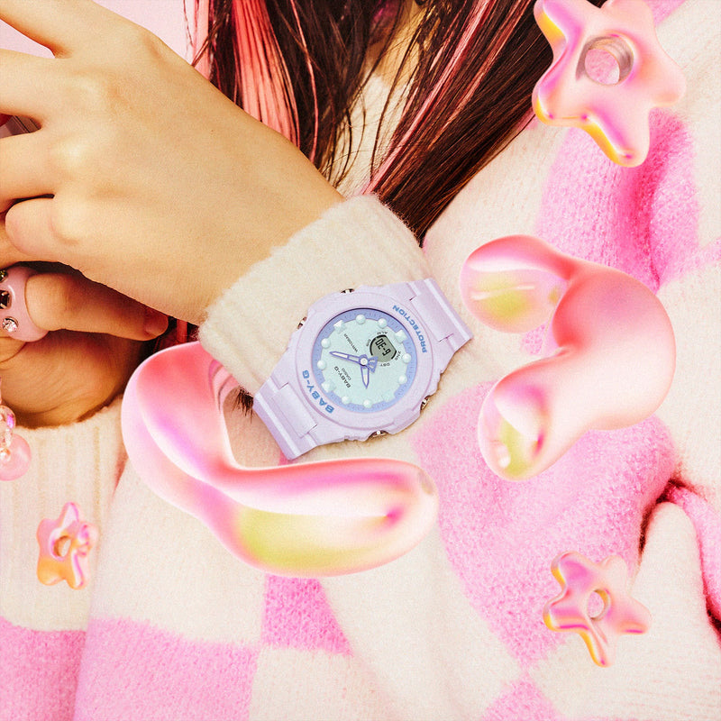 BABY-G DUO Holographic Pink Resin Band Watch BGA320FH-4A