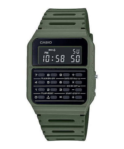 Casio Calculator Data Bank Green Resin Band Watch CA53WF-3B