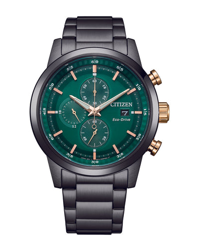 西铁城 Eco-Drive 绿色表盘不锈钢手表 CA0746-85X