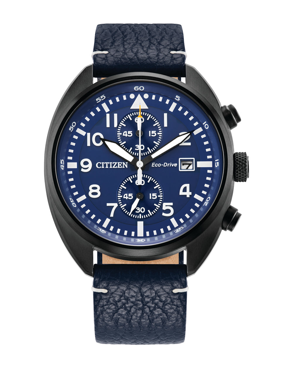 Citizen Chrono Eco-Drive Blue Dial Leather Strap Watch CA7048-08L