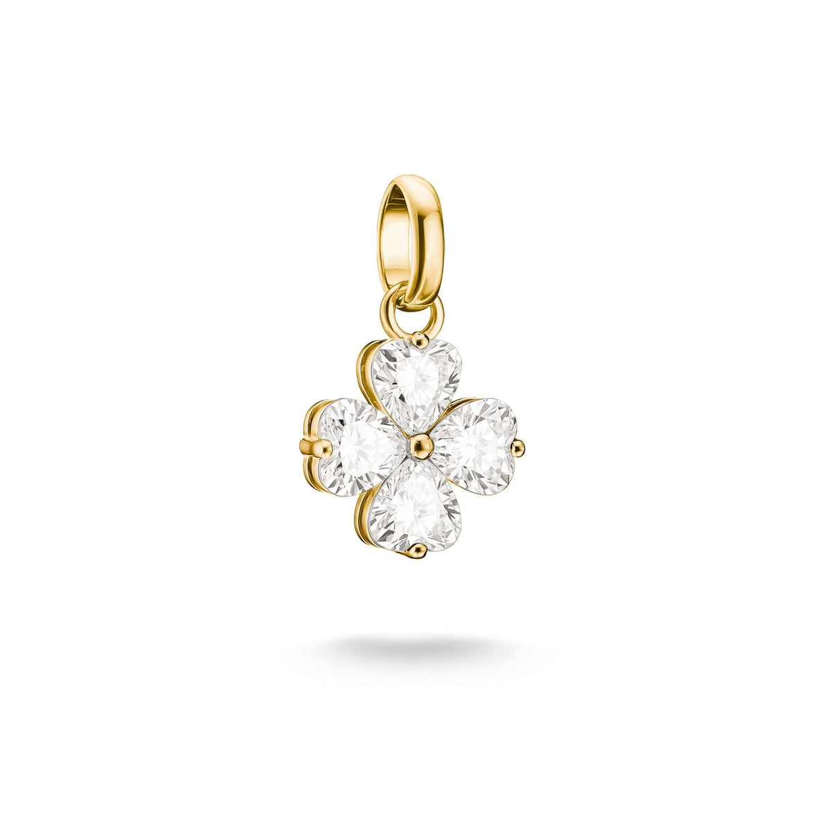 Thomas Sabo Gold-Plated Four-Leaf Clover Charm with Heart-Cut White Zirconia CCC1326MY CCC1326MY front packshot