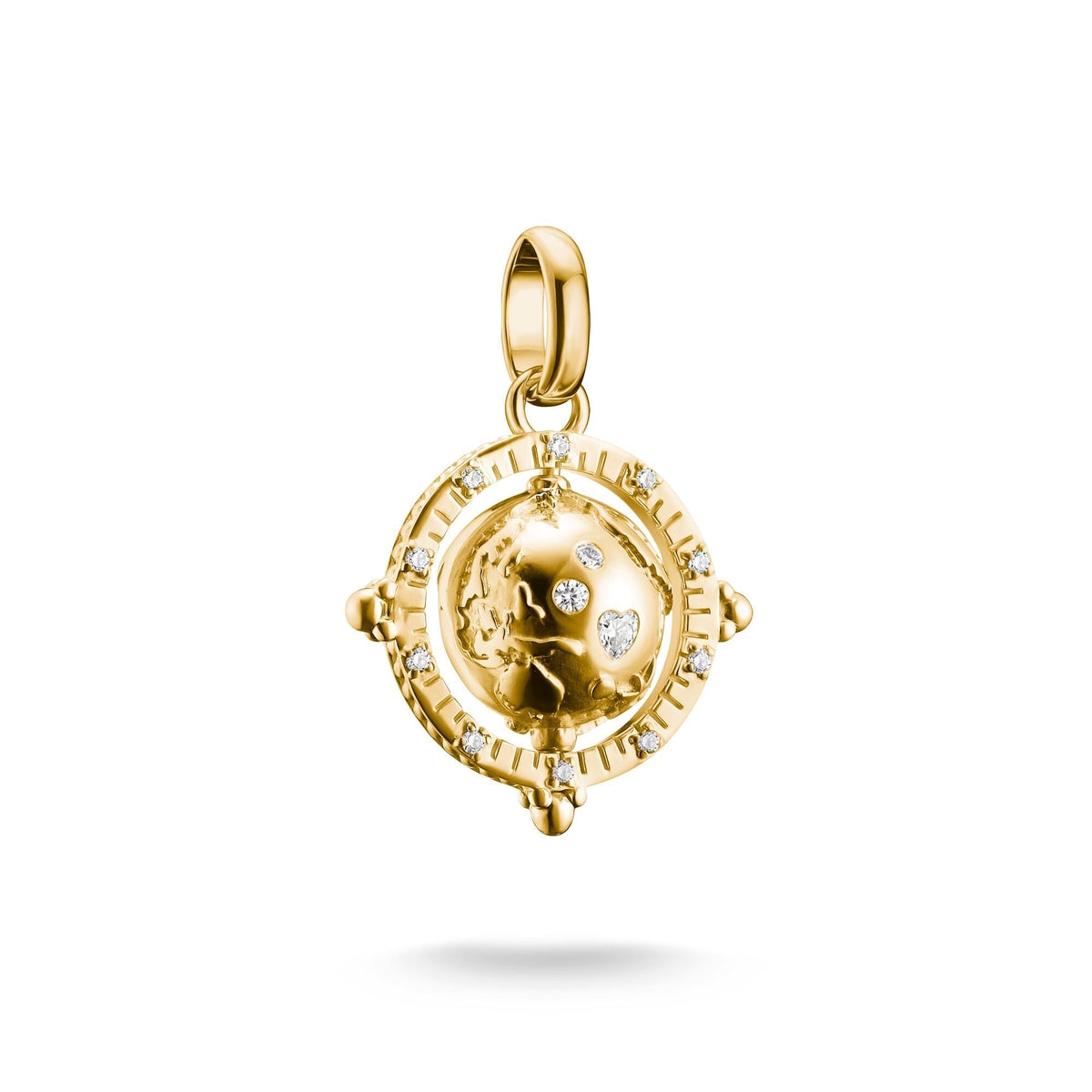 Thomas Sabo Gold-Plated Globe Charm with White Zirconia CCC1348MY CCC1348MY front packshot