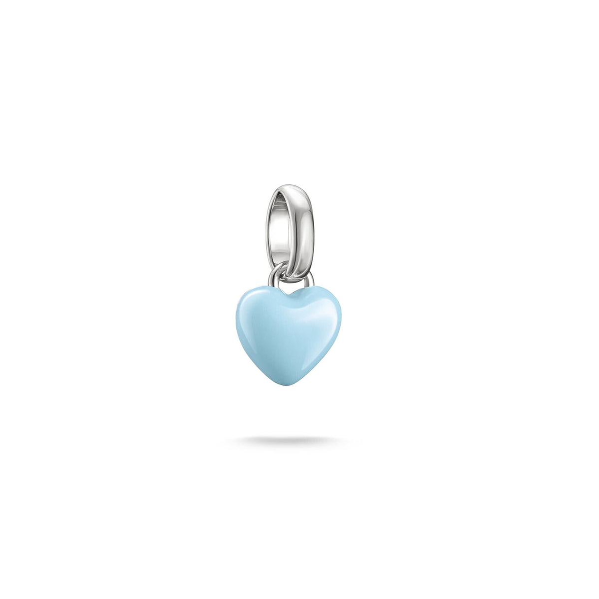 Thomas Sabo Silver-Plated Light Blue Enamel Heart Charm CCC1368MBLU CCC1368MBLU front packshot