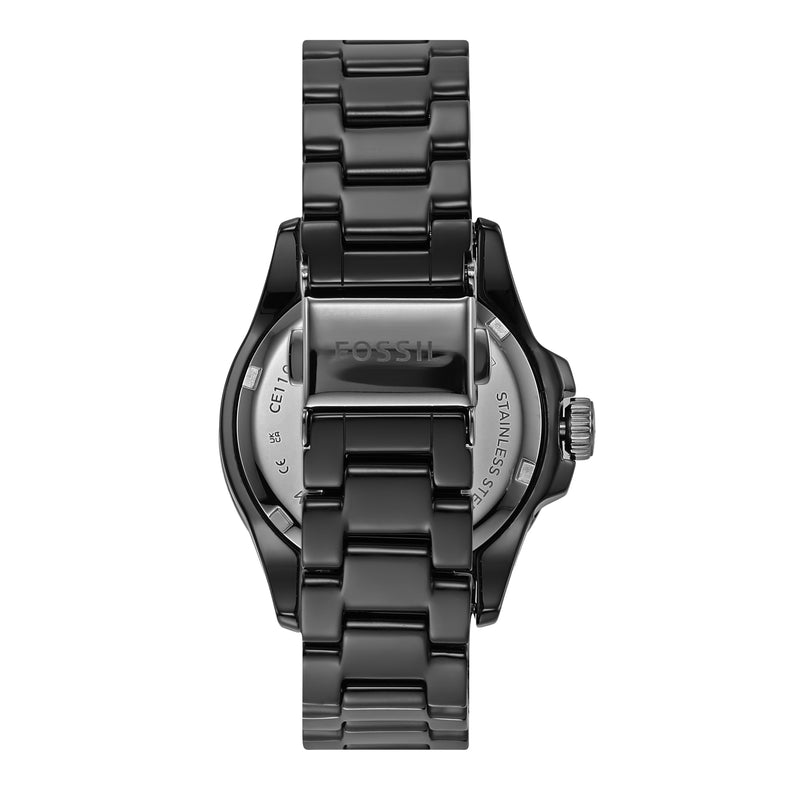 Fossil FB-01 Three-Hand Black Ceramic Womens Watch CE1108