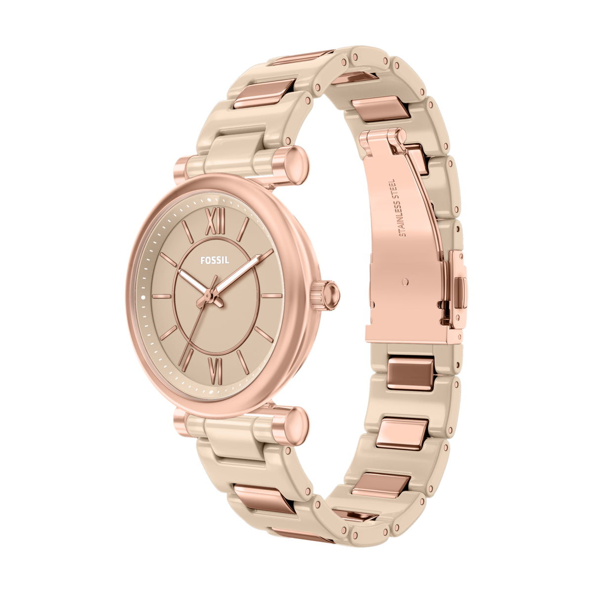 Fossil Carlie Salted Caramel Ceramic CE1141 angled view