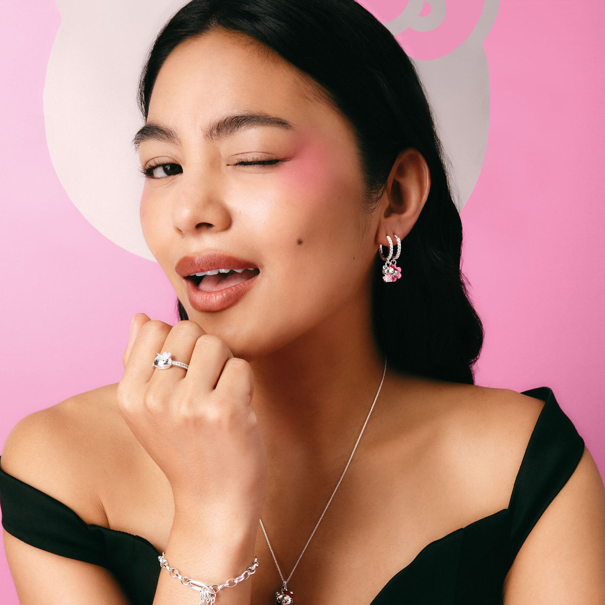 Thomas Sabo Hello Kitty Single hoop earring with zirconia TCR772M