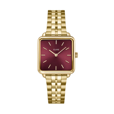 CLUSE La Tetragone Gold Dark Cherry Link Watch CW10312