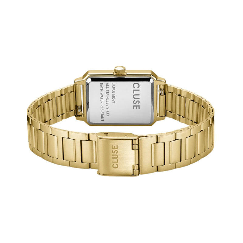 CLUSE Fluette Circular Textured Black Gold Link Watch CW11512