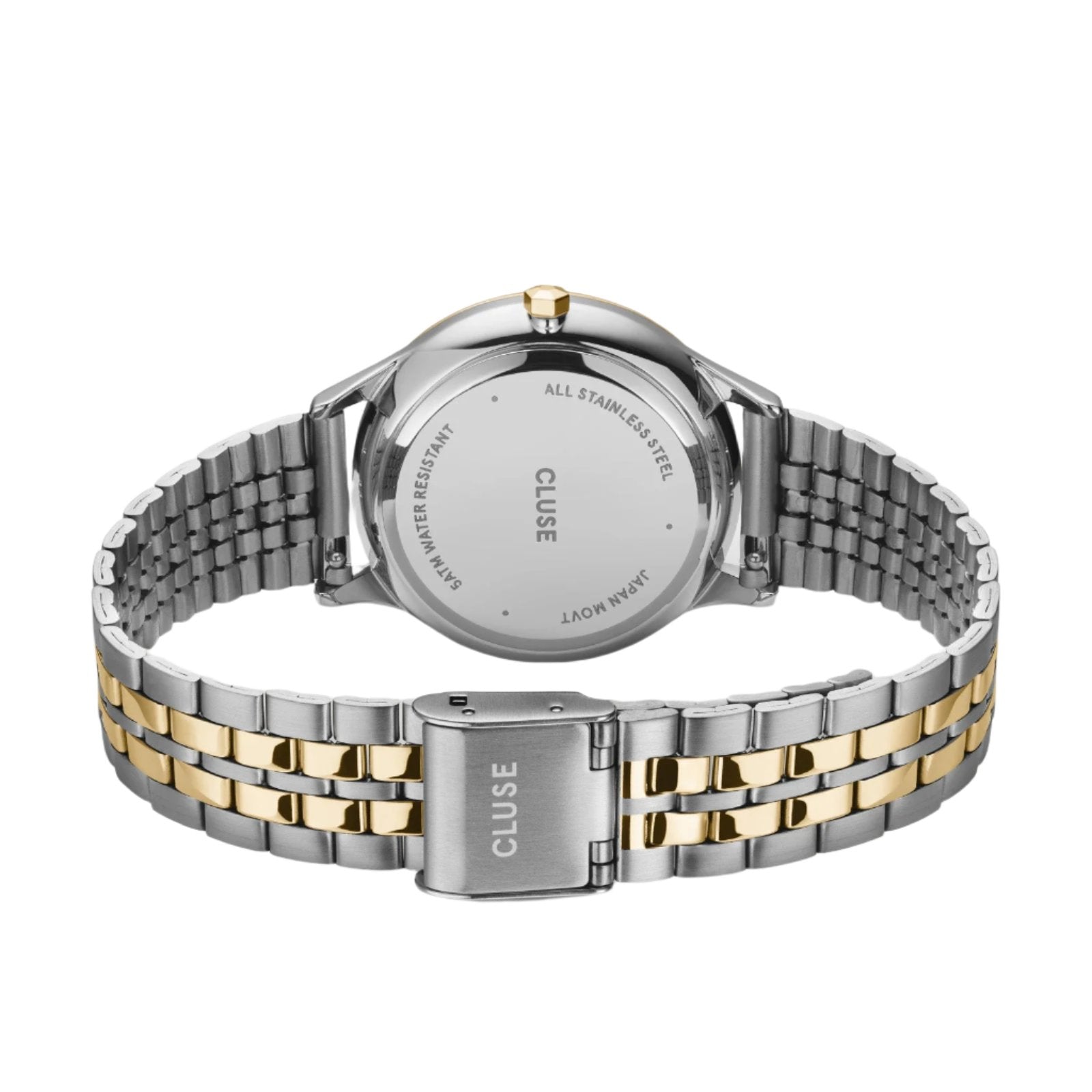 CLUSE Minuit Date Coconut Milk Bicolour Link Watch CW14302