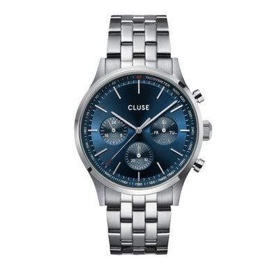 CLUSE Antheor 多功能蓝色表盘银色不锈钢链式手表 CW21003