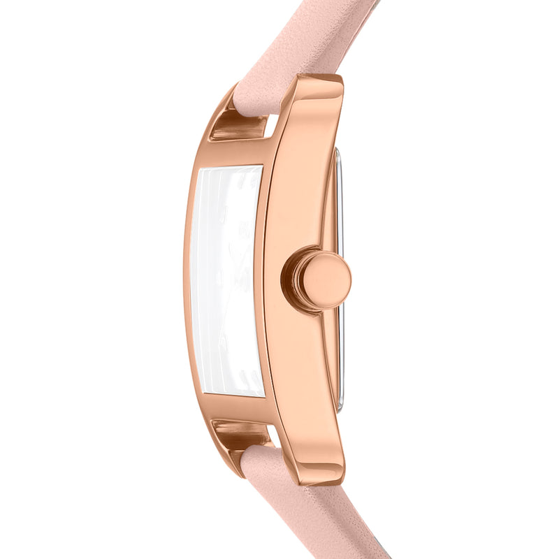 DKNY City Midi Silver Dial Pink Leather Strap Watch DK1L004L0035