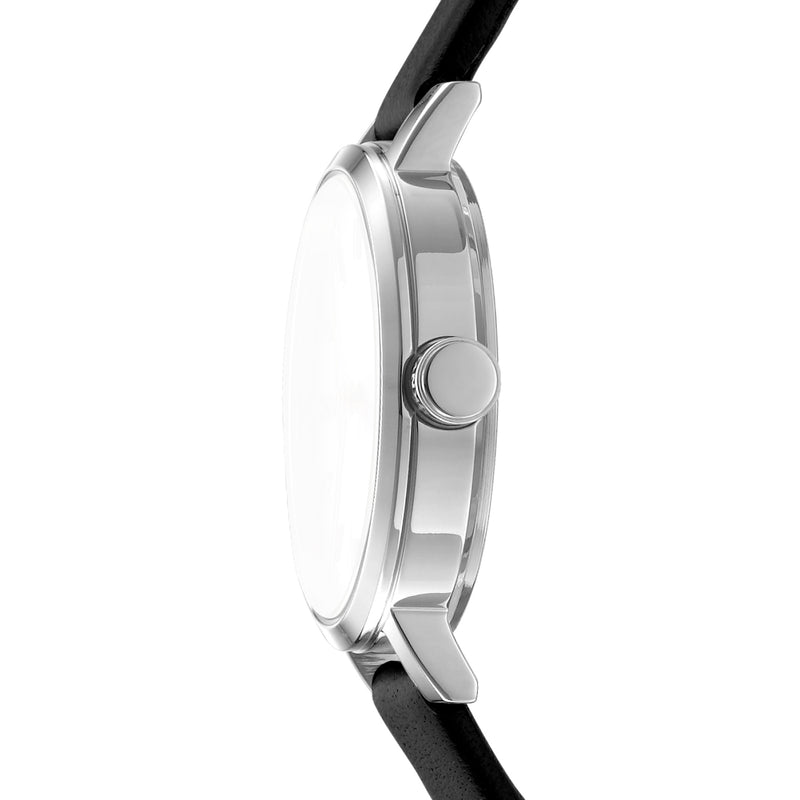 DKNY Soho Glitz Silver Dial Black Leather Strap Watch DK1L038L0015