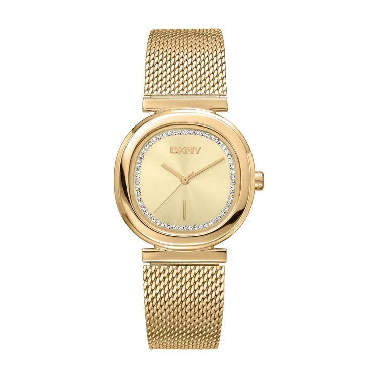 DKNY Gold Stainless Steel Womens Evening Watch Champagne Dial 30mm