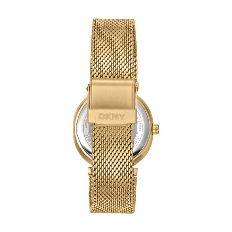 DKNY Gold Stainless Steel Womens Evening Watch Champagne Dial 30mm