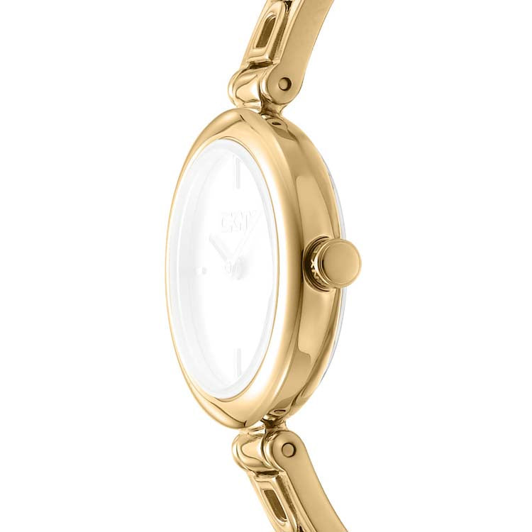 DKNY Logo Gold Stainless Steel 26mm Watch Champagne Dial Women