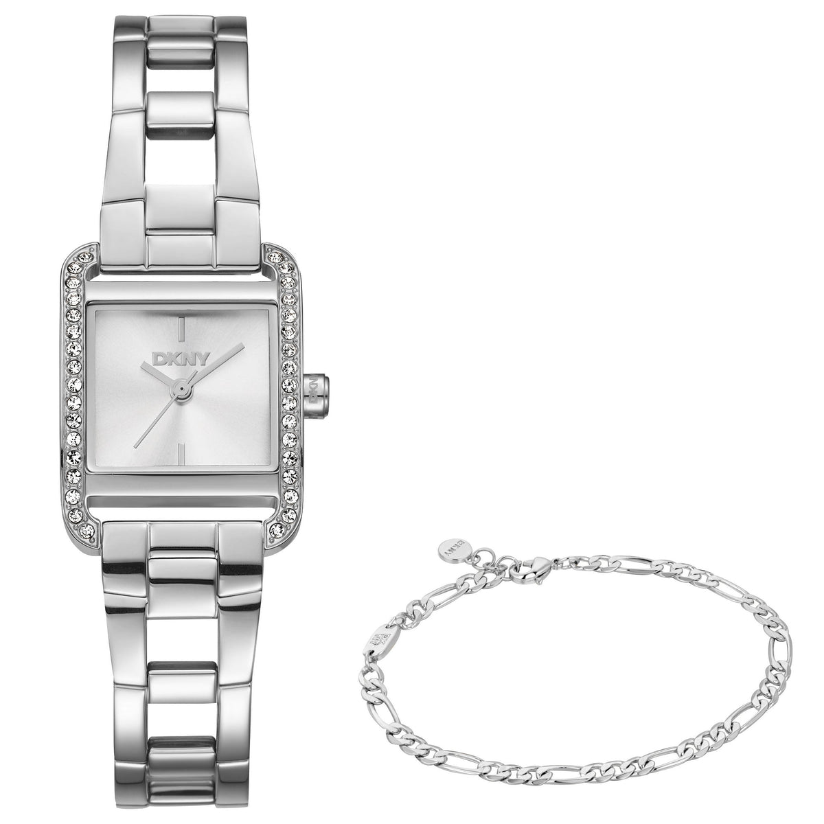 DKNY Mini Silver 21x27mm Womens Watch + Silver Bracelet DK1L143M0015