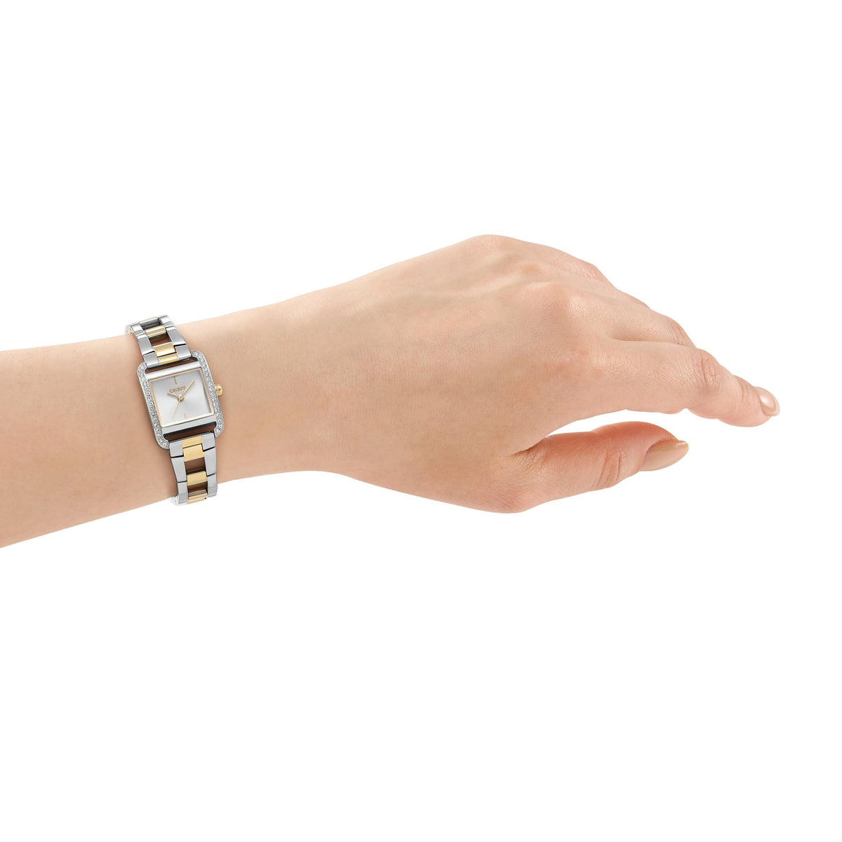DKNY Mini Two-Tone 21x27mm Silver Dial Womens Watch + Gold Bracelet DK1L143M0055