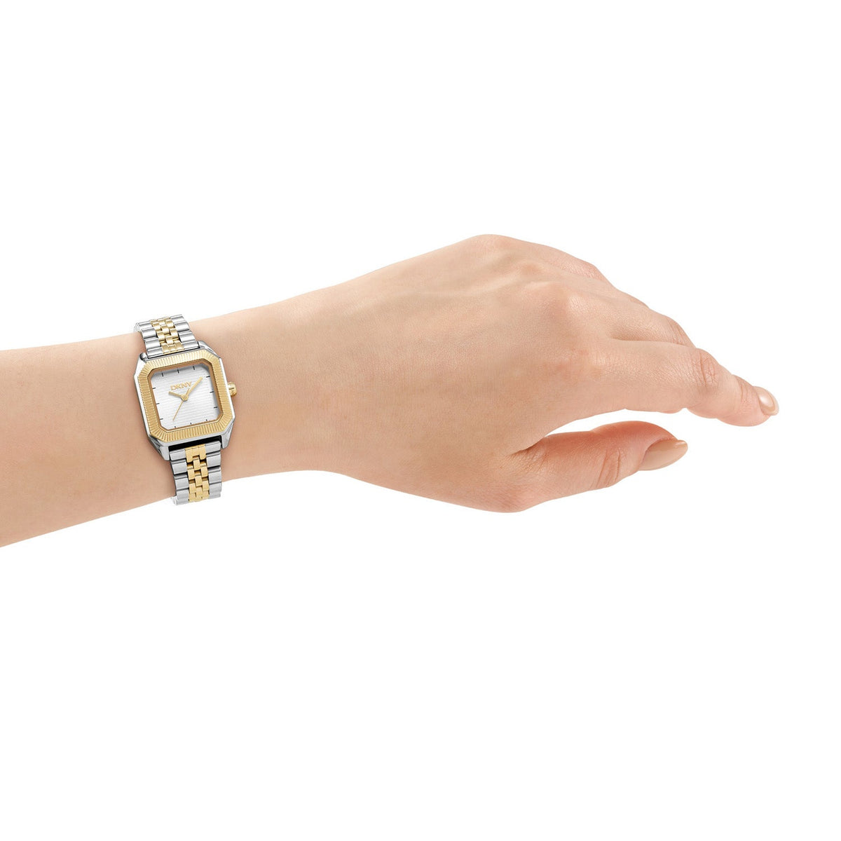 DKNY Signature Shape Two-Tone 27x34mm Silver Dial Womens Watch DK1L154M0085