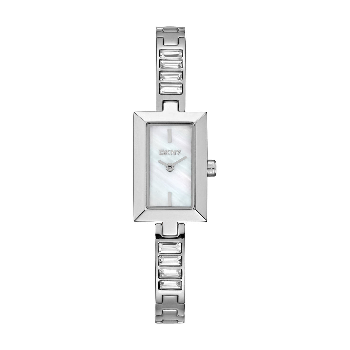 DKNY Signature Shape White MOP Dial Silver Steel Womens Watch DK1L166M0015 front packshot