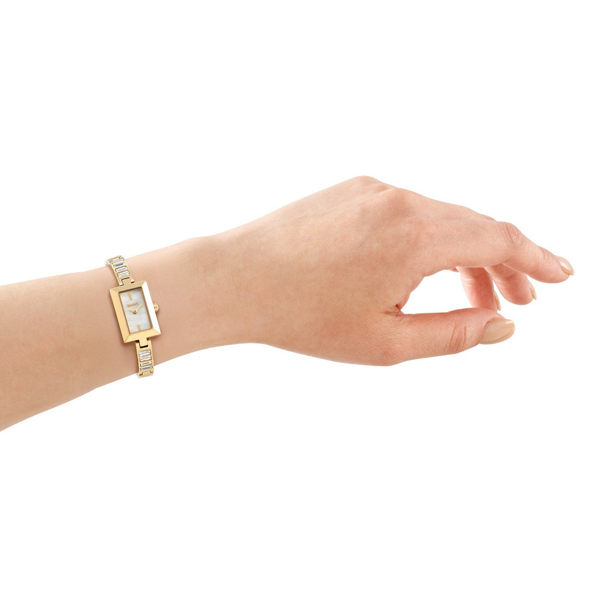 DKNY Signature Shape White MOP Dial Gold / Silver Steel Womens Watch DK1L166M0035 view 4