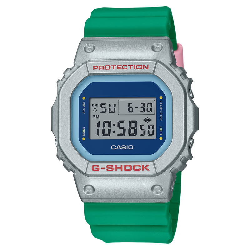 G-Shock 蓝色表盘绿色树脂表带手表 DW5600EU-8A3