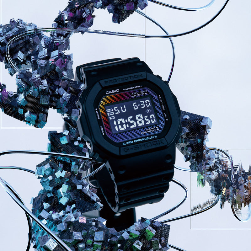 Iconic G-Shock 5600 Series Timepiece with Rainbow Gradation DW5600RW-1D