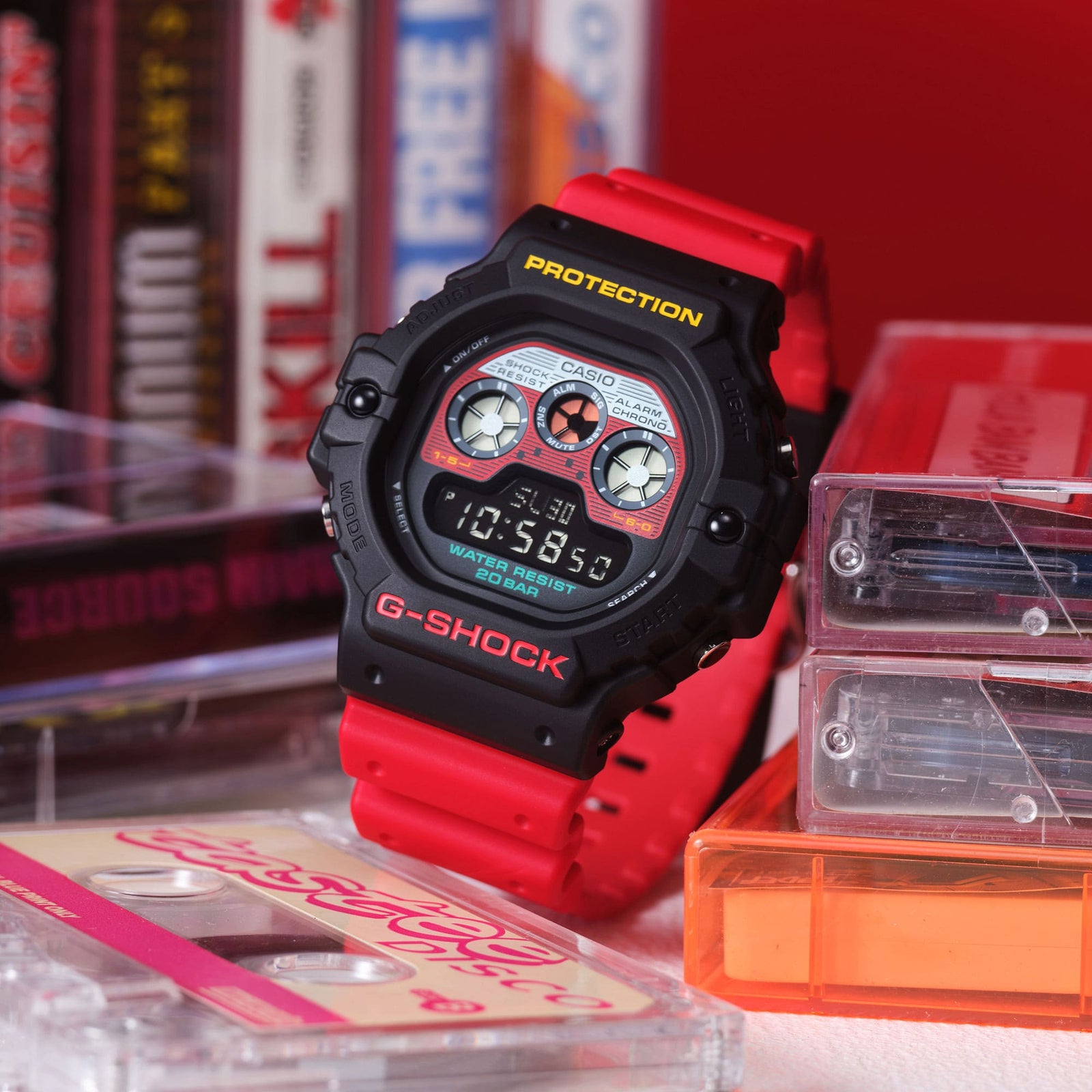 G Shock Digital 5900 Series Red Resin Band Watch DW5900MT 1A4 Watch Direct