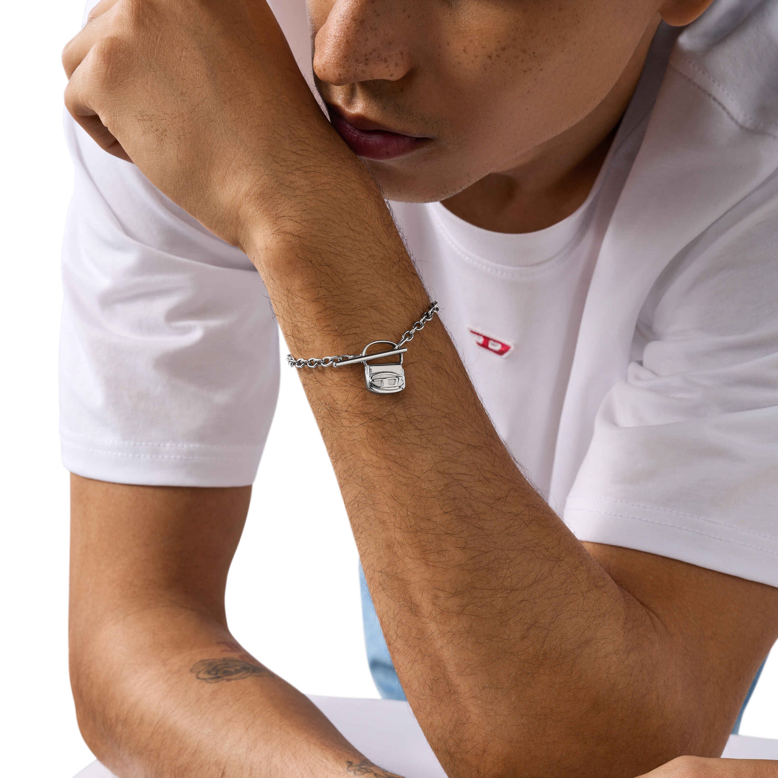 Diesel Steel Silver 1DR Bag Charm Bracelet DX1592040