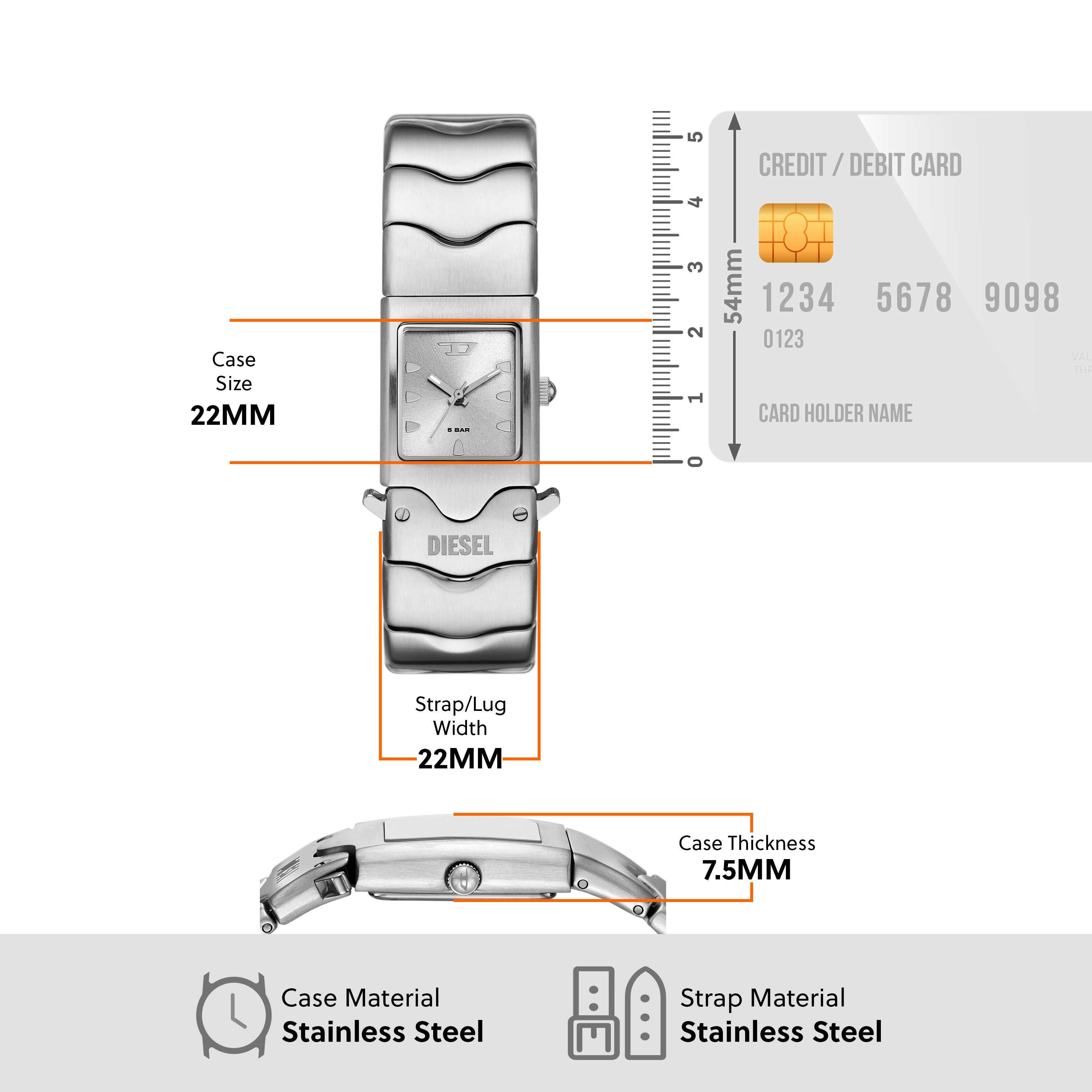 Diesel Closer Silver Dial Stainless Steel Watch DZ2222