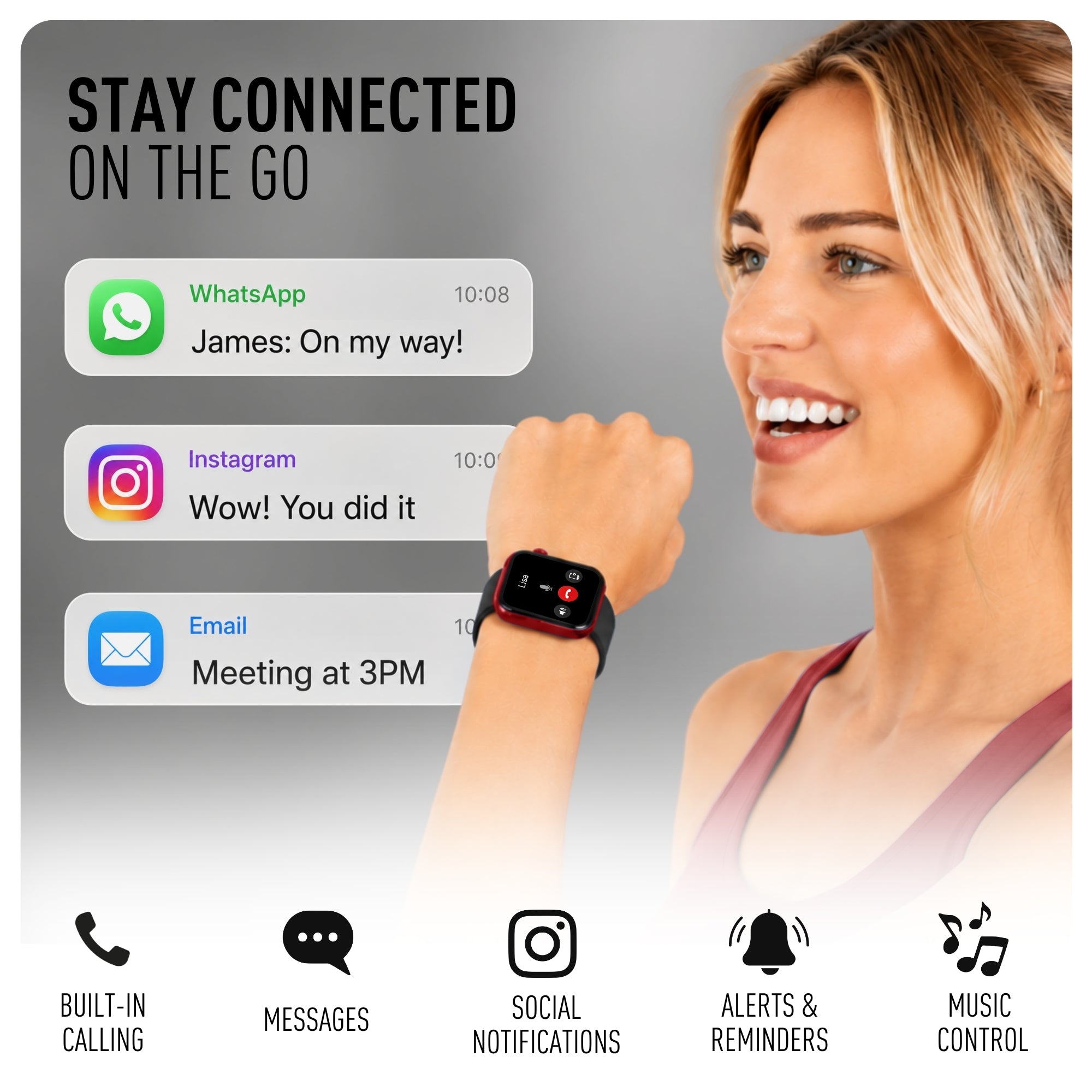 Reflex Active Spectra 300 S Lite Amoled Red Bezel Black Silicone smart watch — view 4
