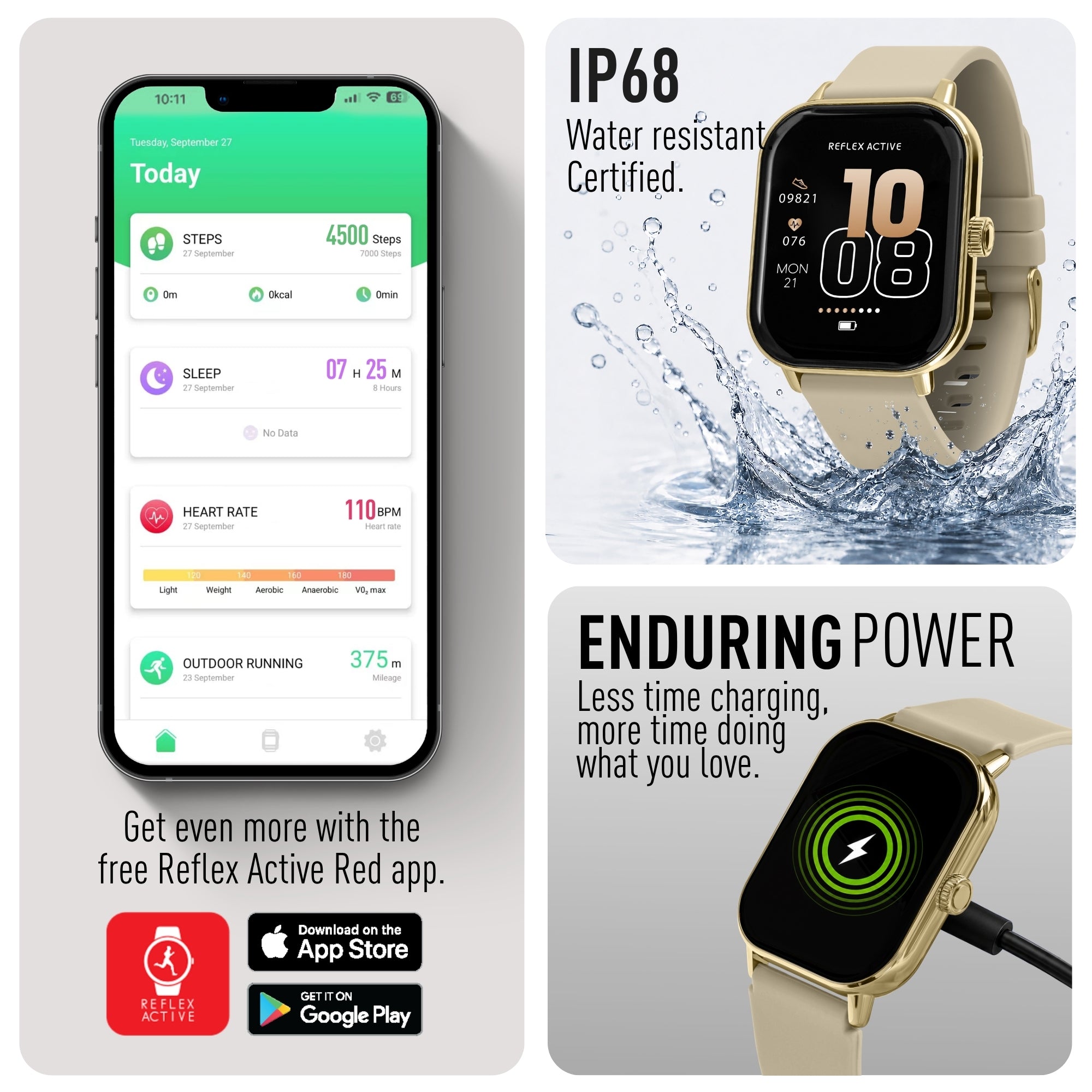 Reflex Active Nexus 100 S Gold Case Cream Silicone smart watch — view 6
