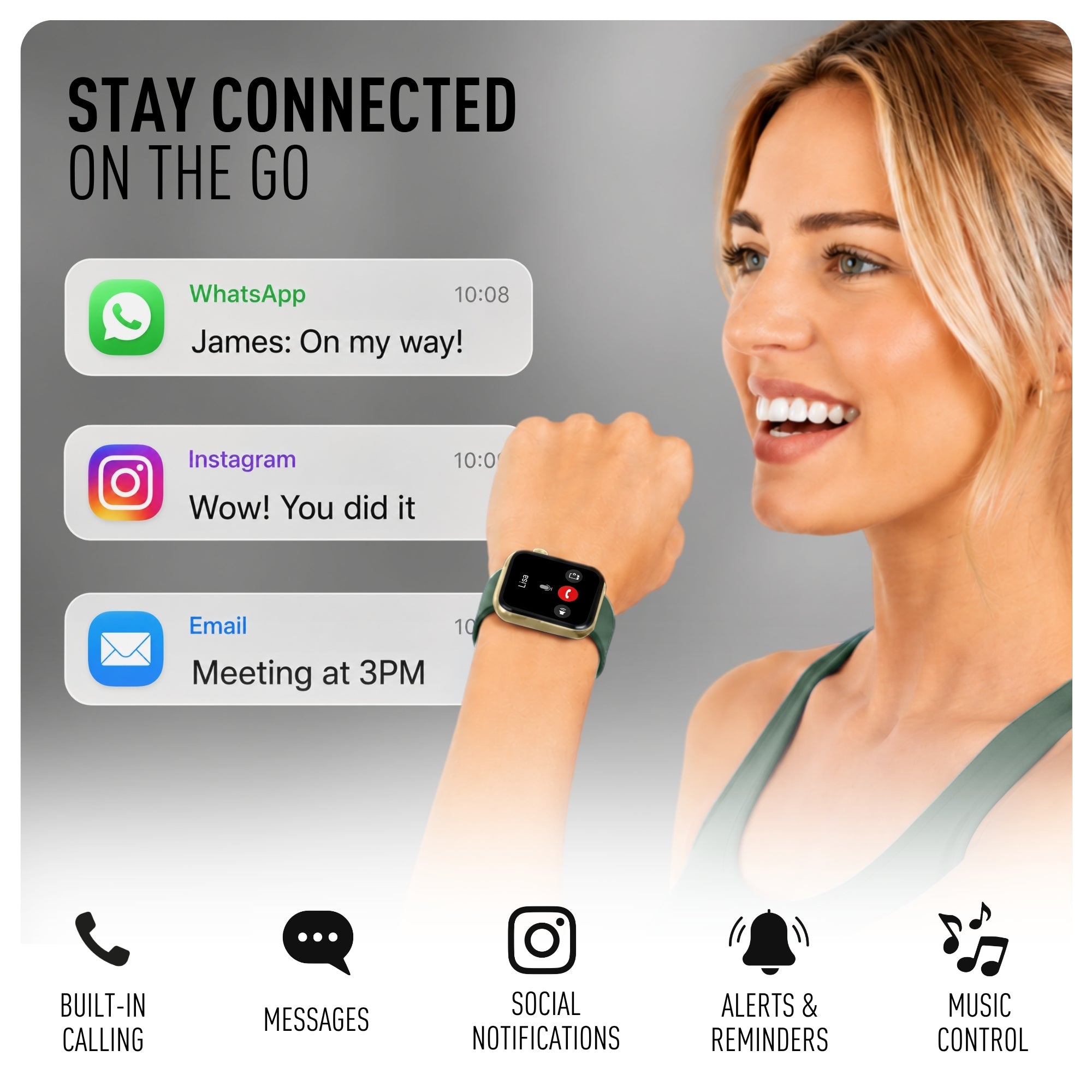 Reflex Active Spectra 300 S Lite Amoled Gold Bezel Green Silicone smart watch — view 4