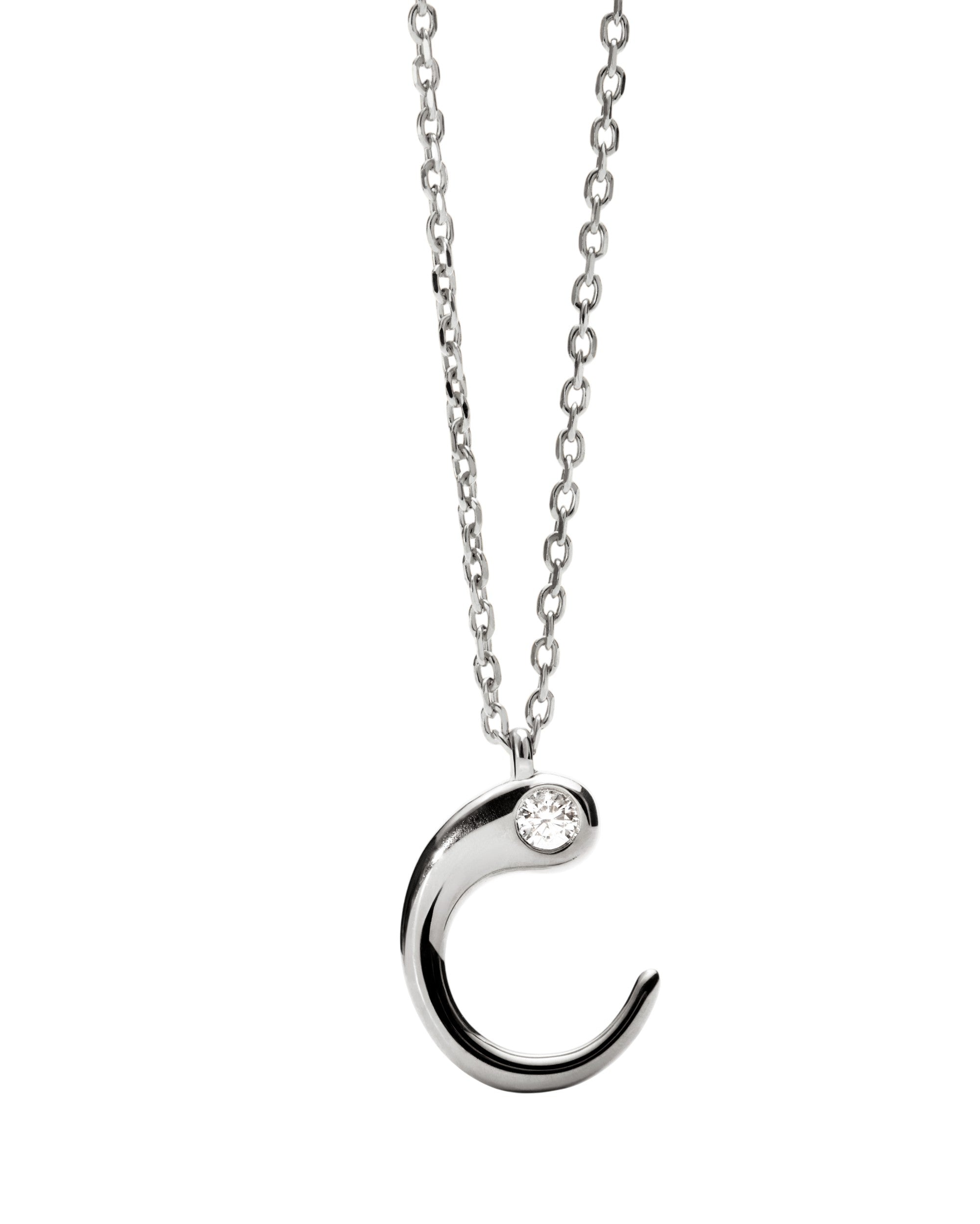 PDPAOLA Initial Letter Pendant C Necklace Silver