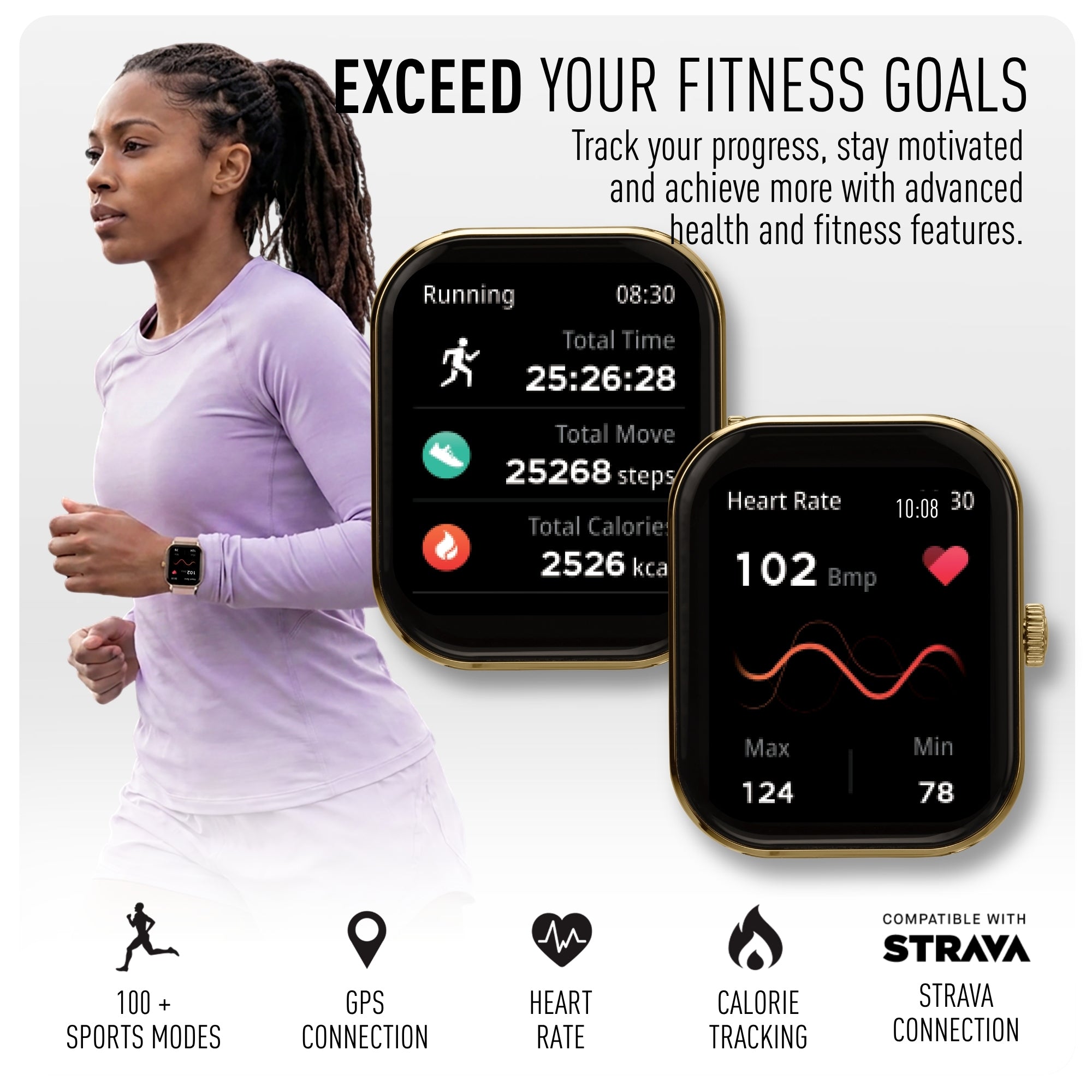 Reflex Active Nexus 100 S Gold Case Pink Silicone smart watch — view 2