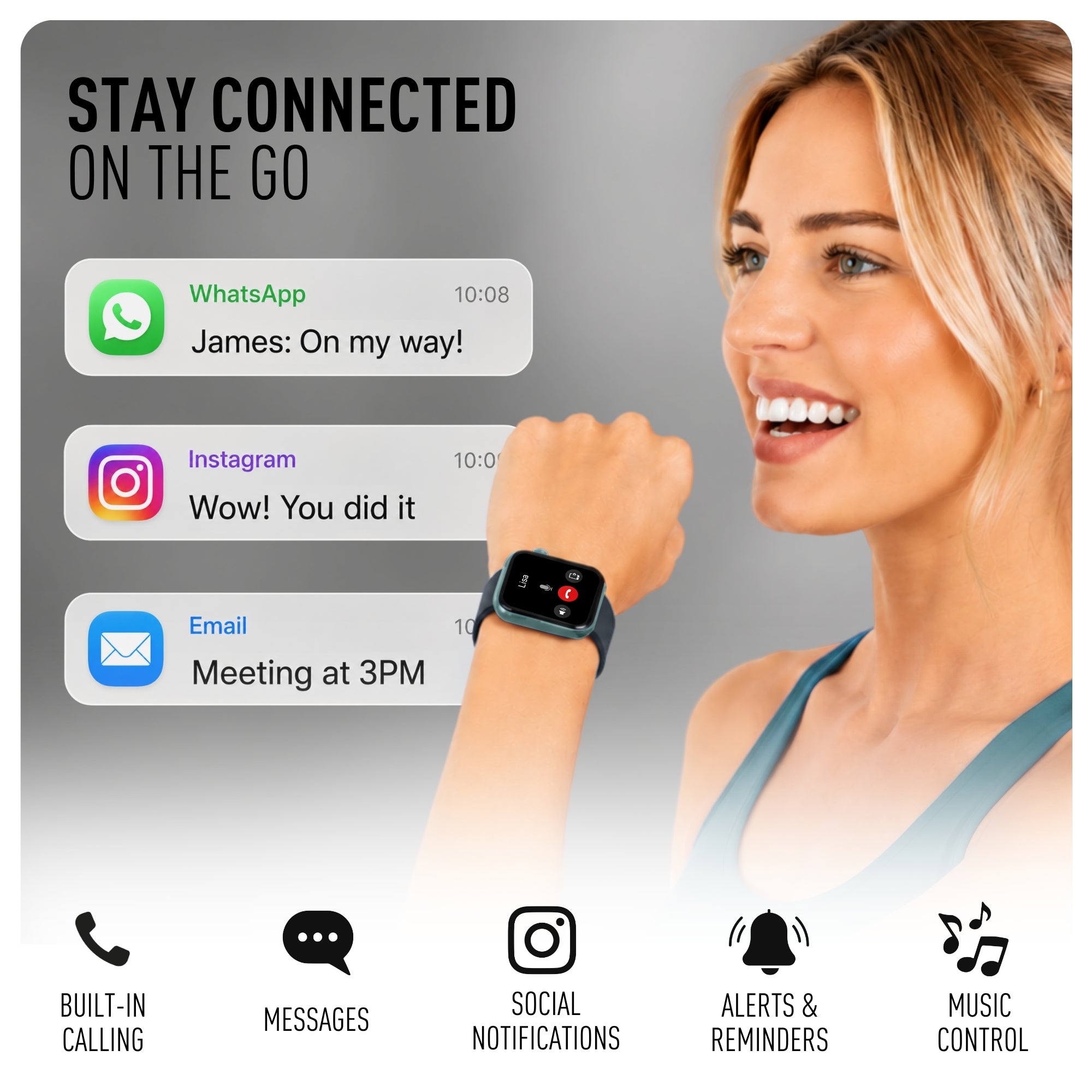 Reflex Active Spectra 300 S Lite Amoled Blue Bezel Grey Silicone smart watch — view 4