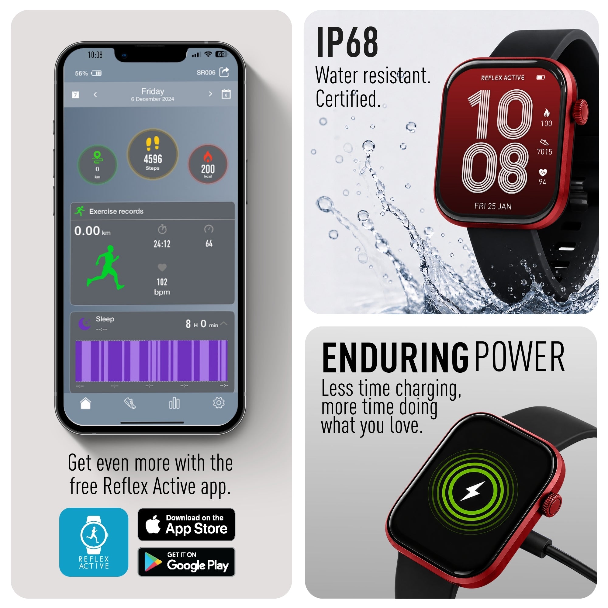 Reflex Active Spectra 300 S Lite Amoled Red Bezel Black Silicone smart watch — view 5