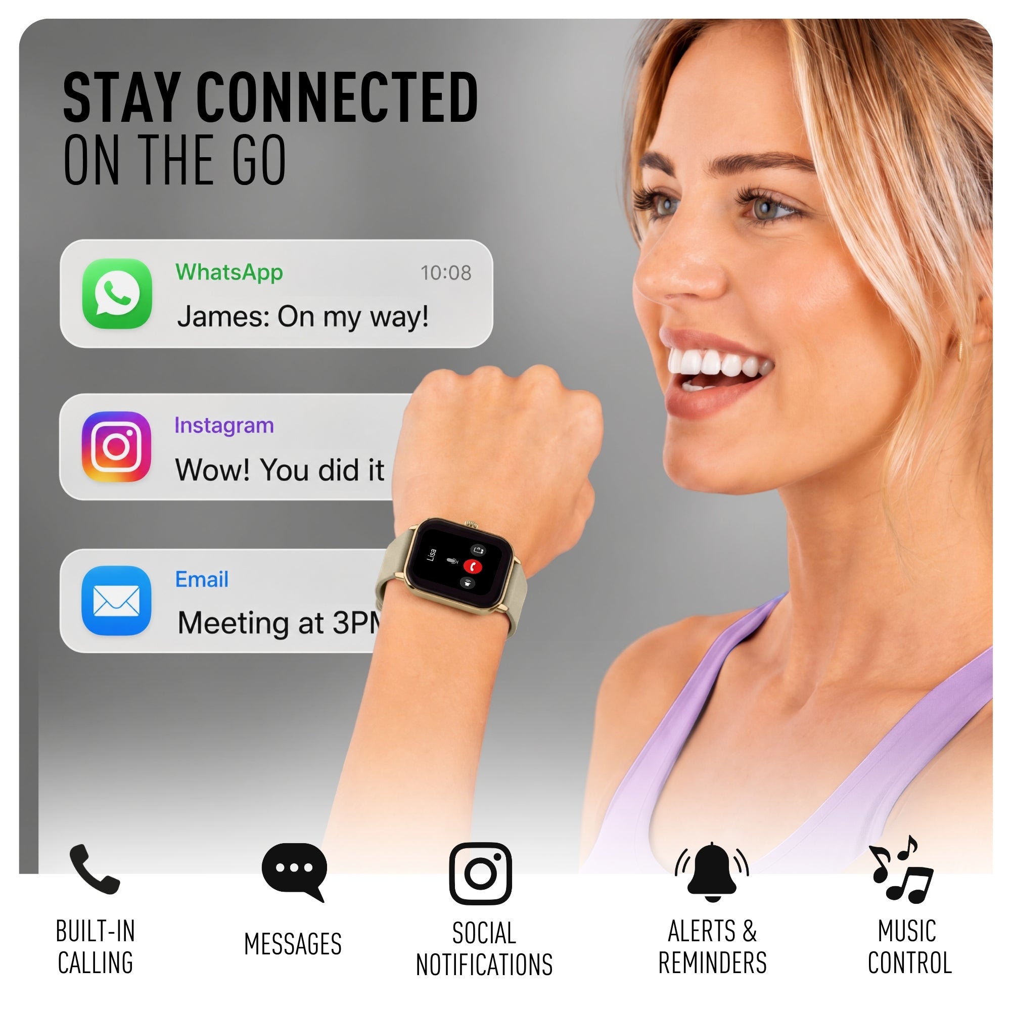 Reflex Active Nexus 100 S Gold Case Cream Silicone smart watch — view 4