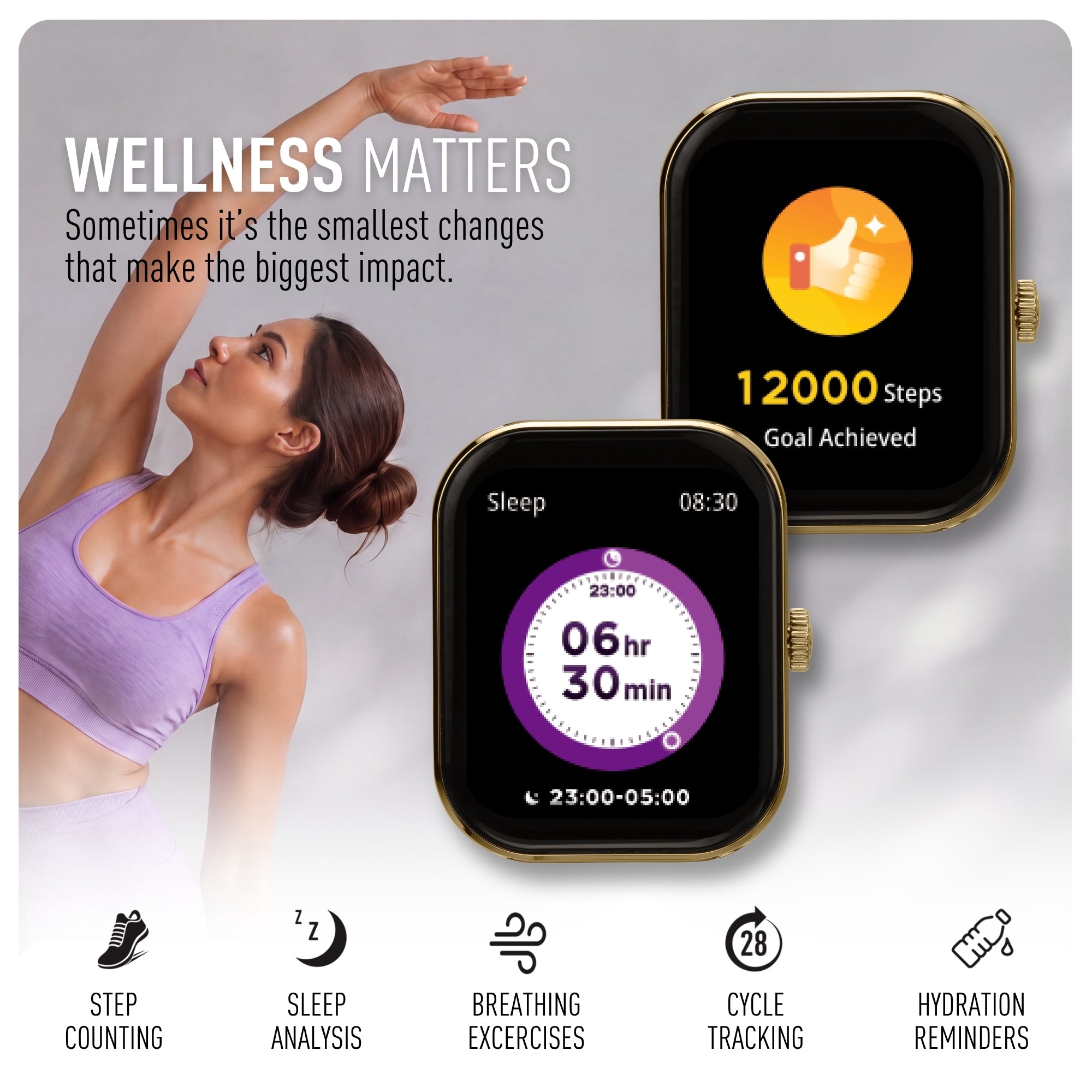 Reflex Active Nexus 100 S Gold Case Cream Silicone smart watch — view 3
