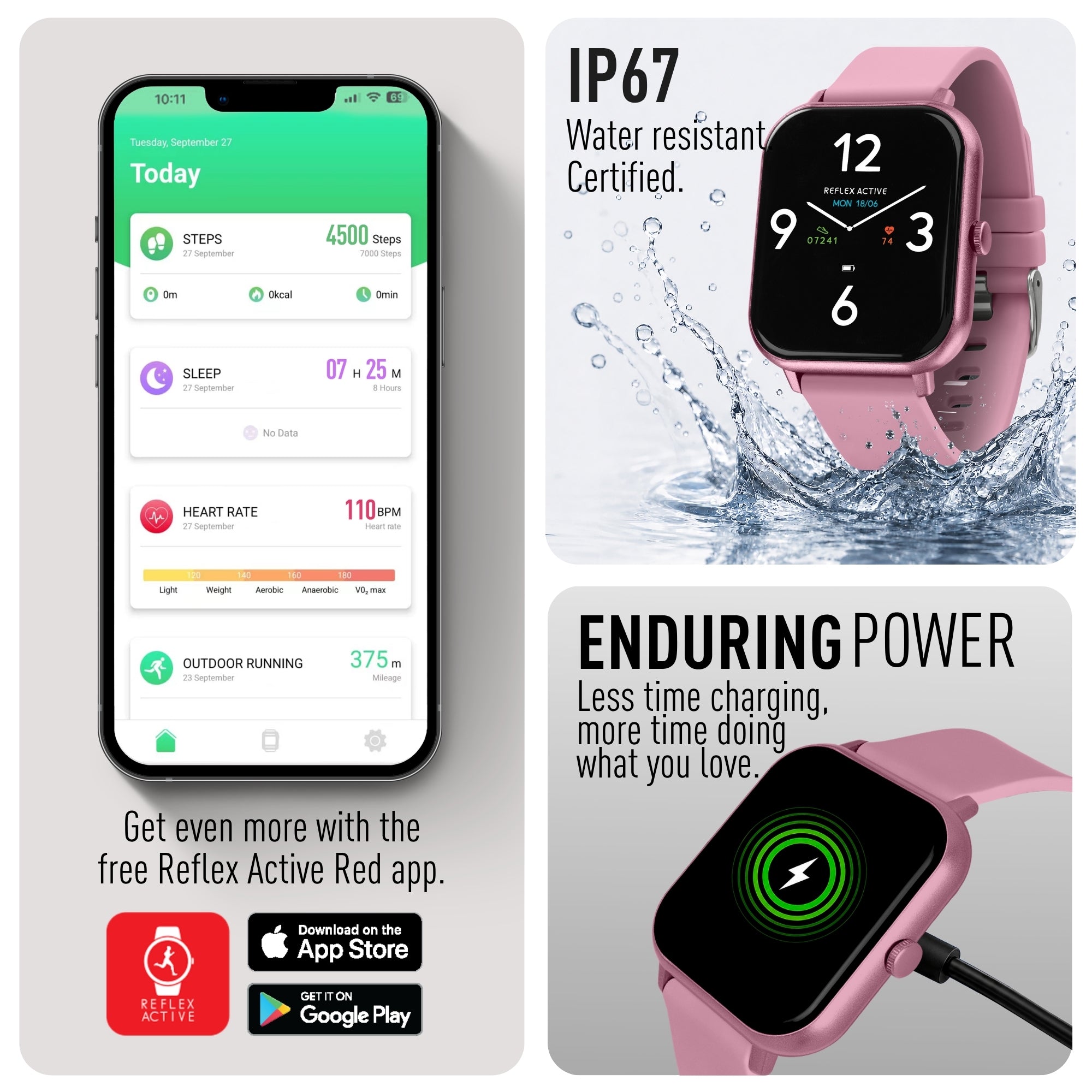 Reflex Active Nexus 100 S Lite Pink Silicone smart watch — view 5