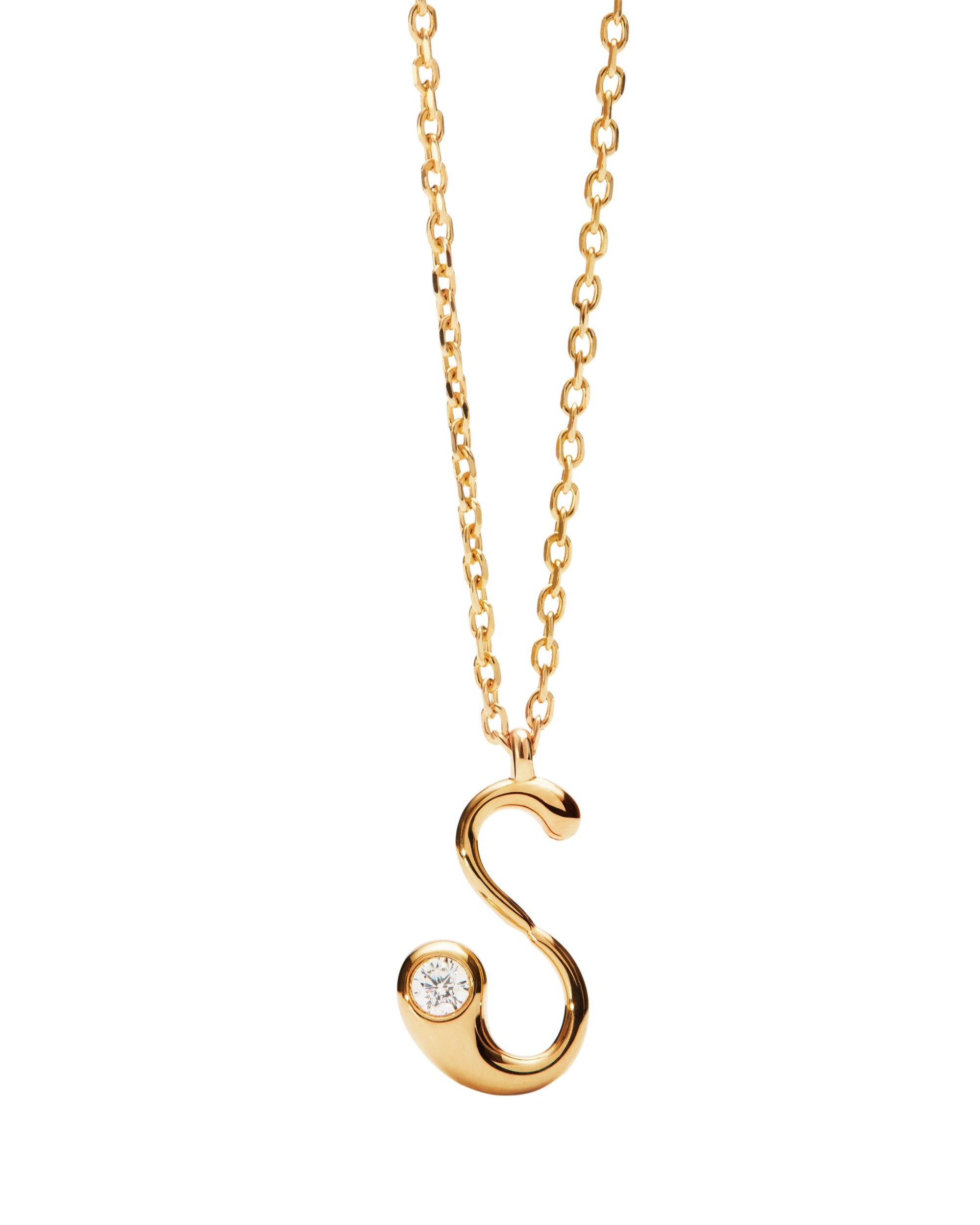 PDPAOLA Initial Letter Pendant S 18K Gold Plated Recycled Sterling Silver Unisex Necklace