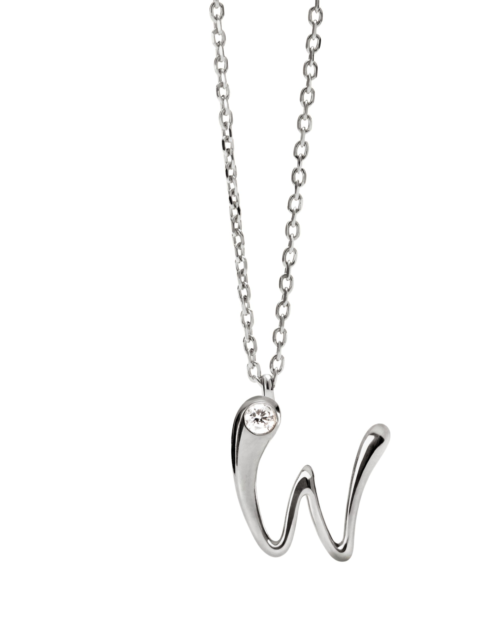 PDPAOLA Initial Letter Pendant W Necklace Silver