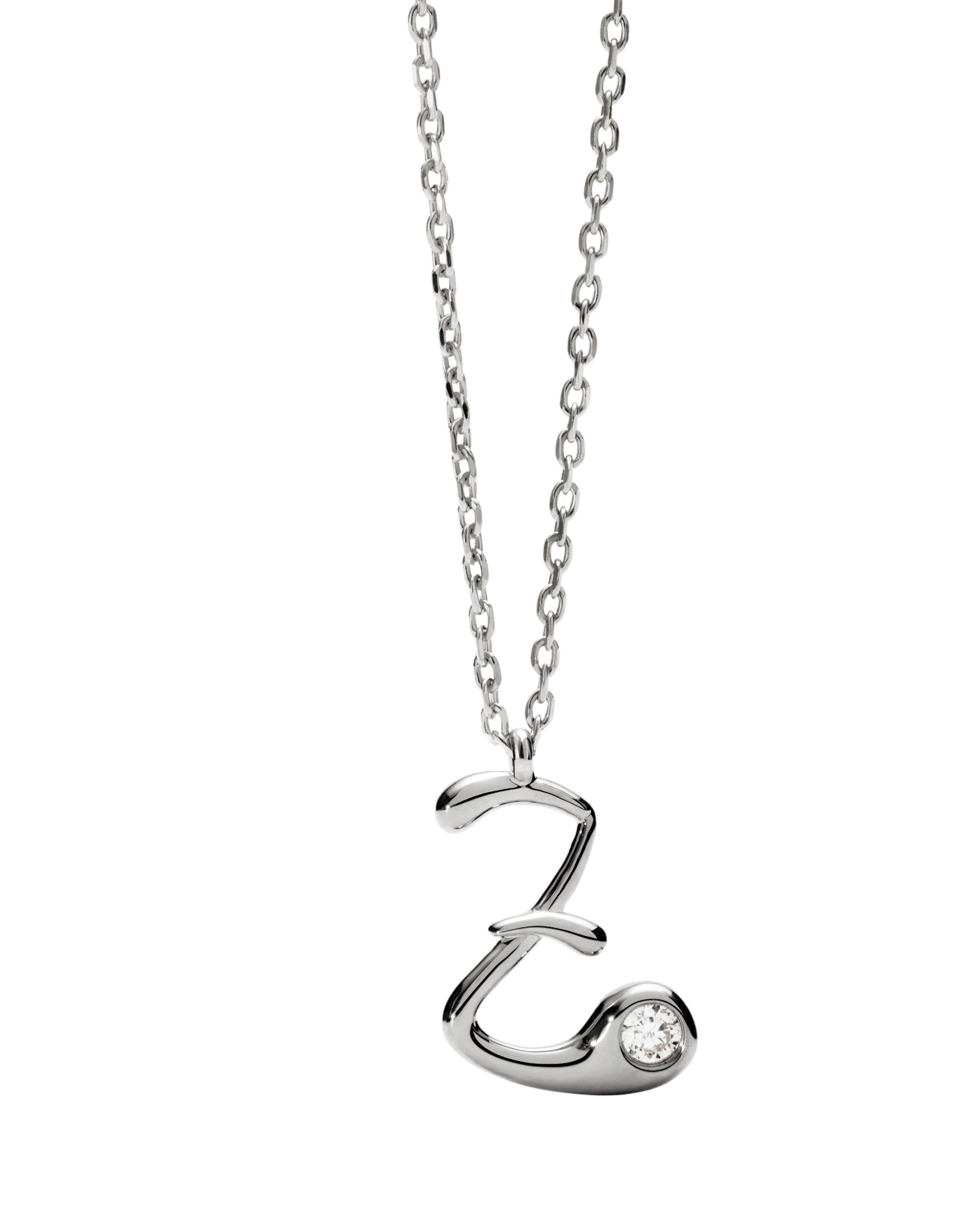 PDPAOLA Initial Letter Pendant Z Necklace Silver