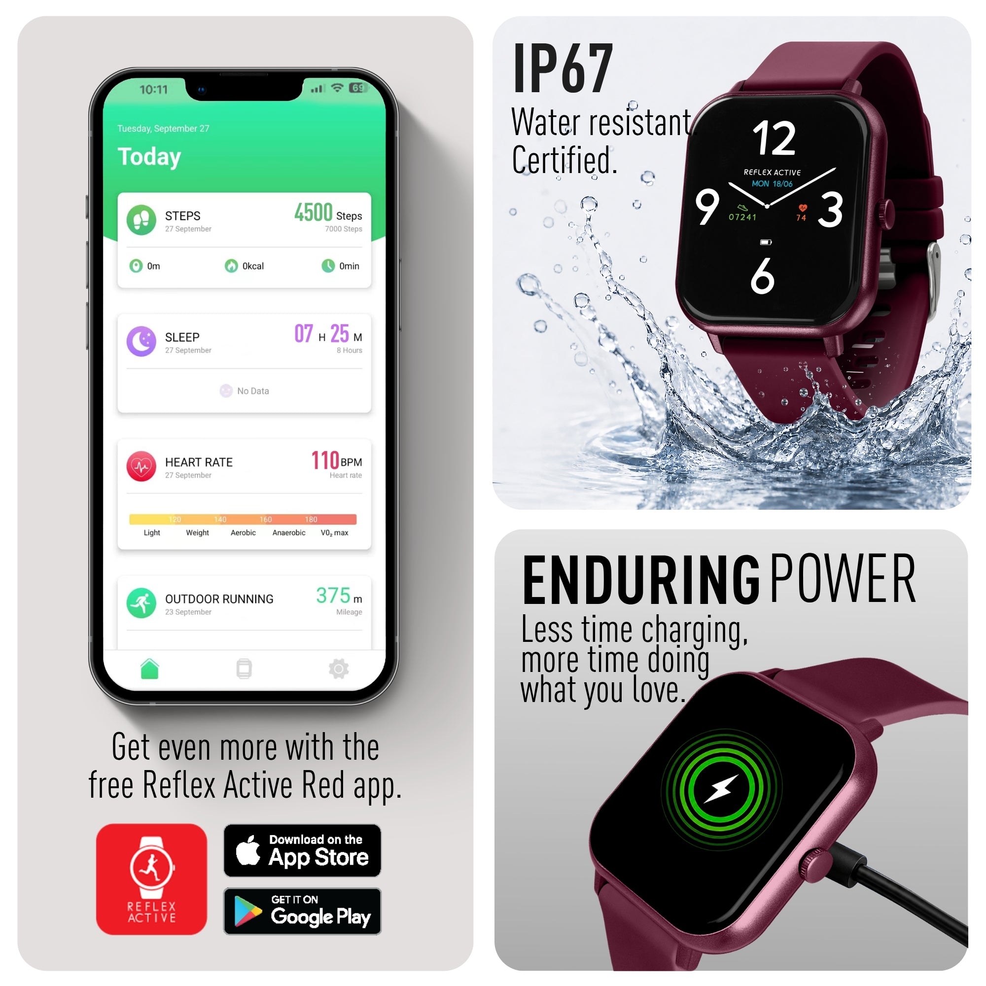 Reflex Active Nexus 100 S Lite Burgundy Silicone smart watch — view 5
