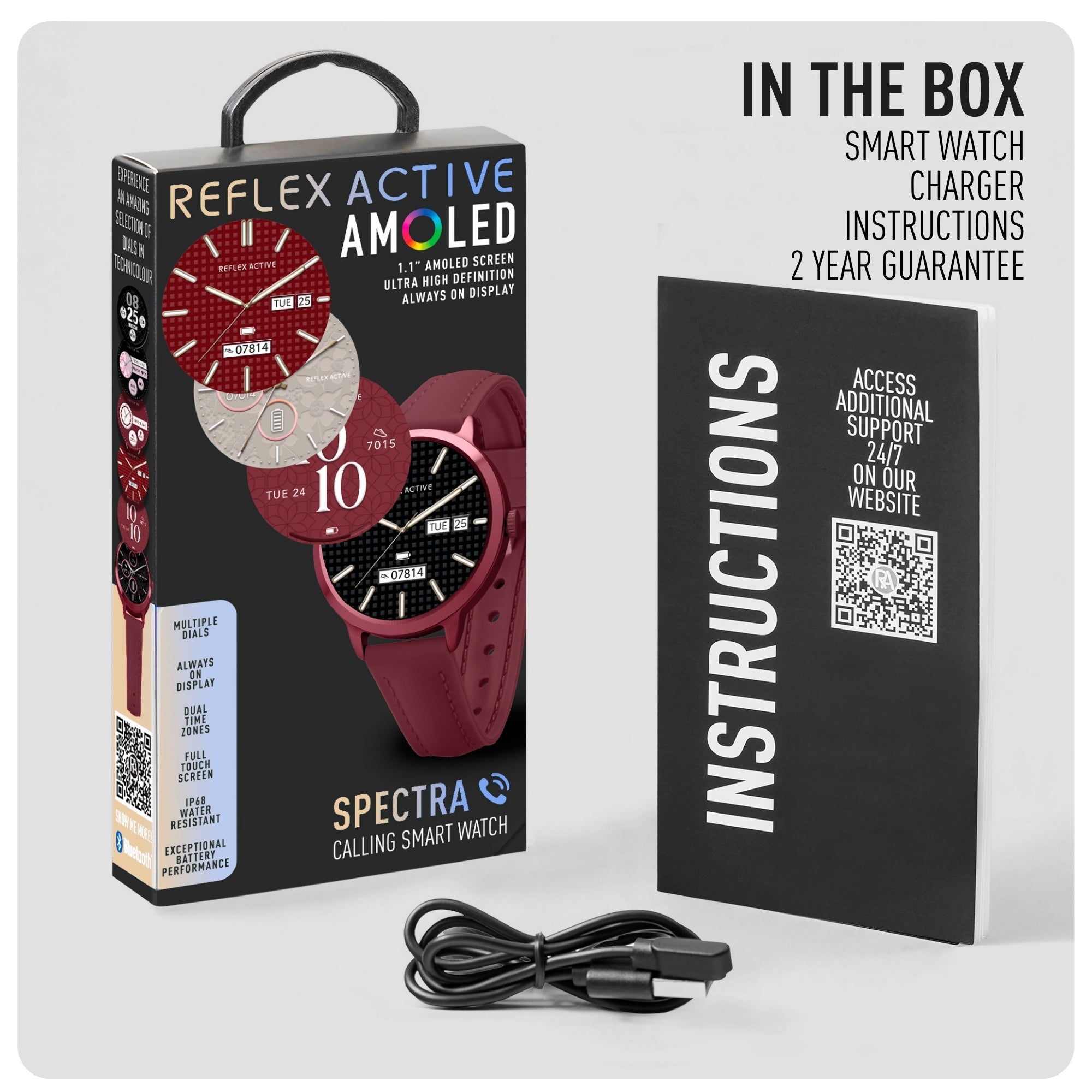 Reflex Active Spectra 300 R Amoled Burgundy Silicone smart watch — view 2