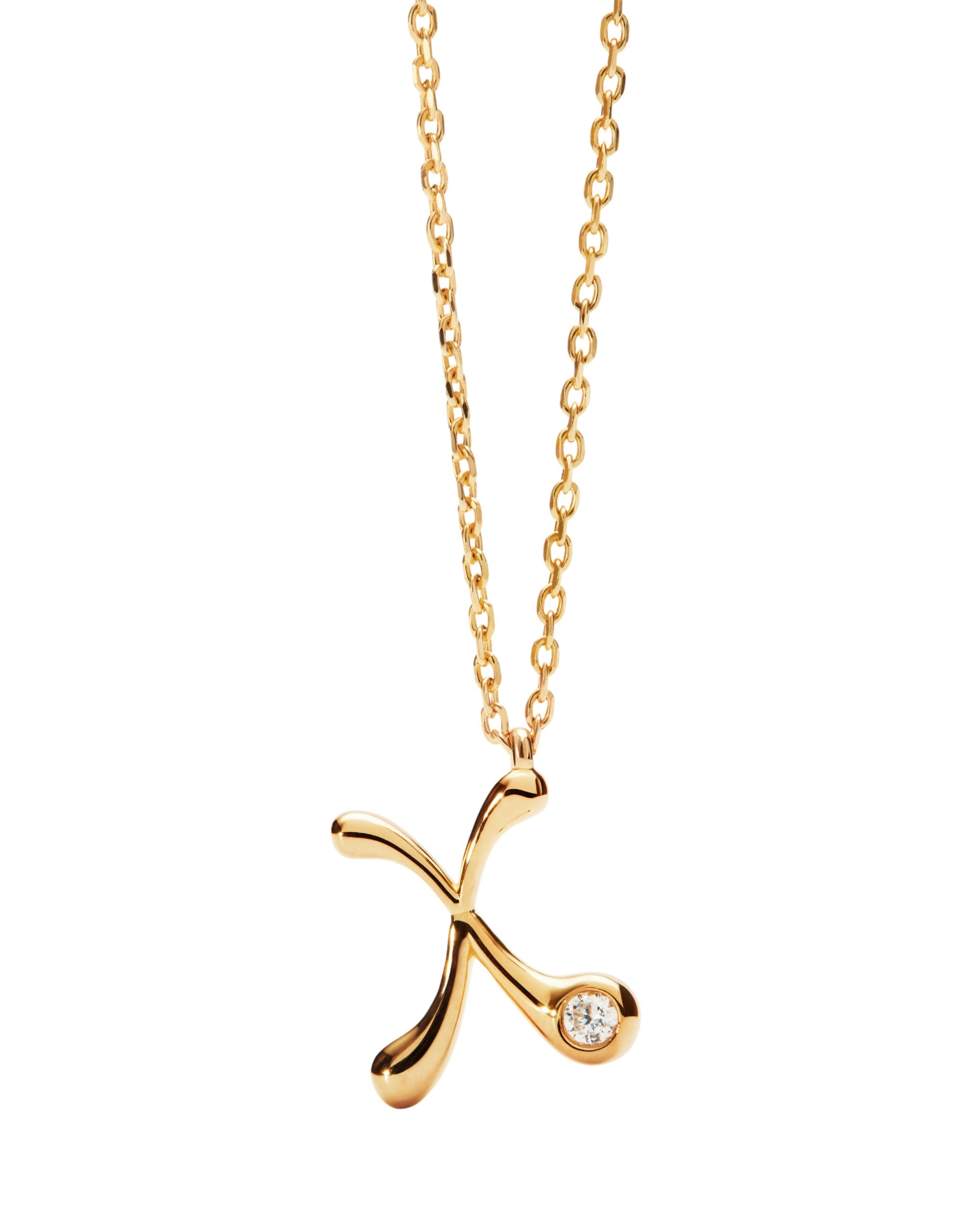 PDPAOLA Initial Letter Pendant X Necklace Gold