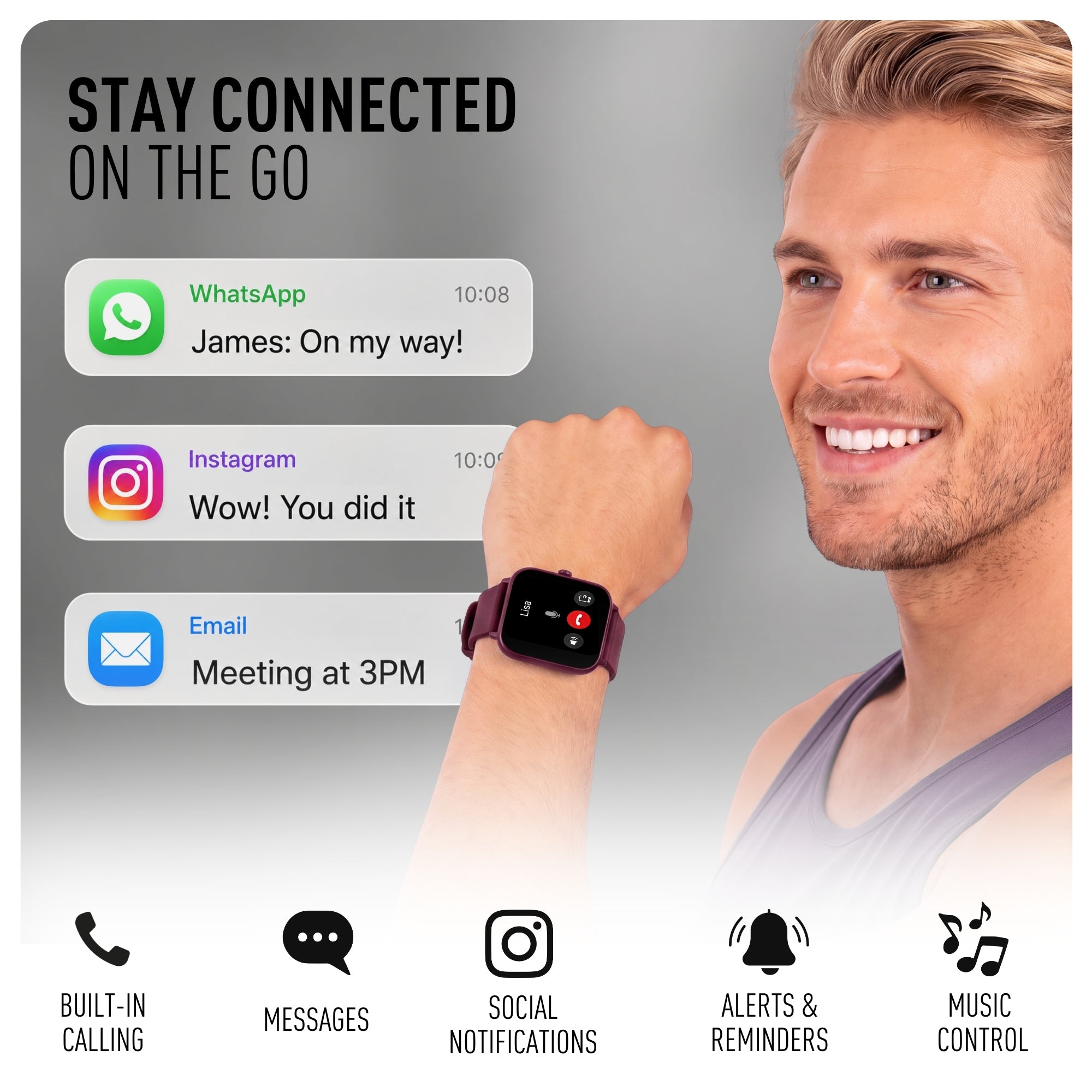 Reflex Active Nexus 100 S Lite Burgundy Silicone smart watch — view 4