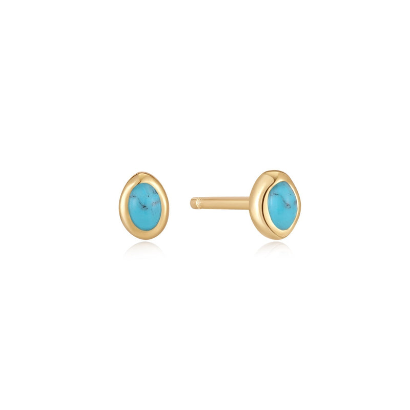 Ania Haie Gold Turquoise Wave Stud Earrings E044-01G