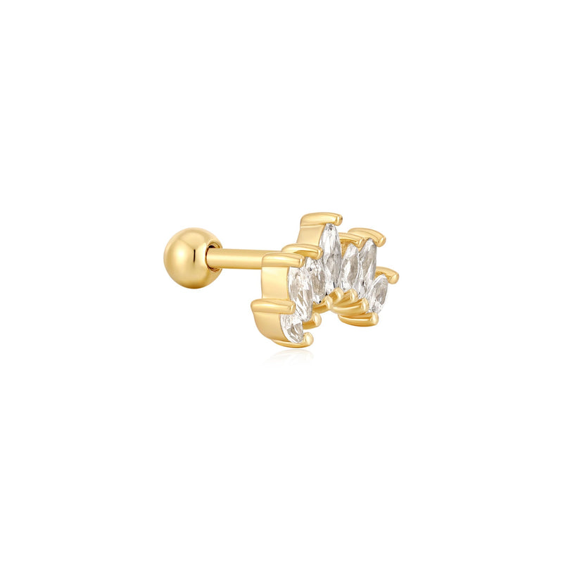 Ania Haie Gold Sparkle Marquise Climber Barbell Single Earring E047-08G