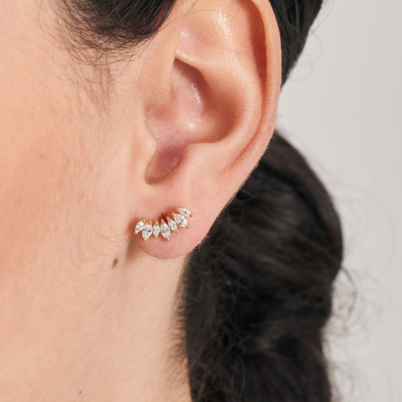 Ania Haie Gold Sparkle Marquise Climber Barbell Single Earring E047-08G