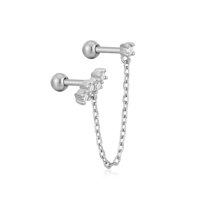 Ania Haie Silver Celestial Drop Chain Barbell Single Earring E047-10H